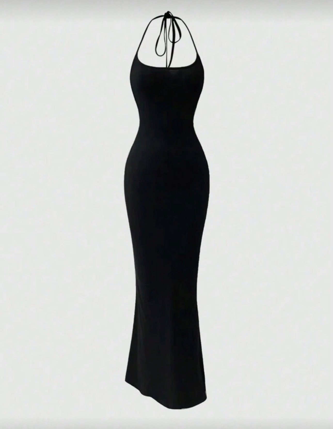 Sweetra Women Fitted Halter Mermaid Dress, Black Maxi Women Outfit