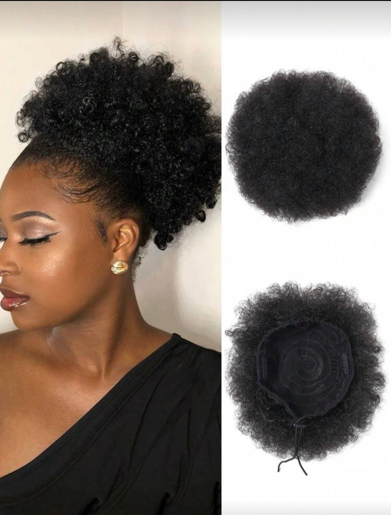Afro Curly Hair Buns Updo Chignon Drawstring Ponytail Extension Women Short African Twisted Curly Hair Bun Ponytail Extension Synthetic Hair Patch African Ponytail Natural Hair For Christmas New Year Carnival Music Festival/8 inch