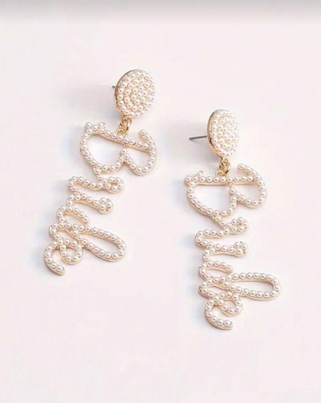 A Pair Of Faux Pearl Letter Bride Earrings, Red Bridal Earrings, Bridal Earrings Ornaments, Suitable For Daily Use, Weddings, Honeymoons, Party, Gift