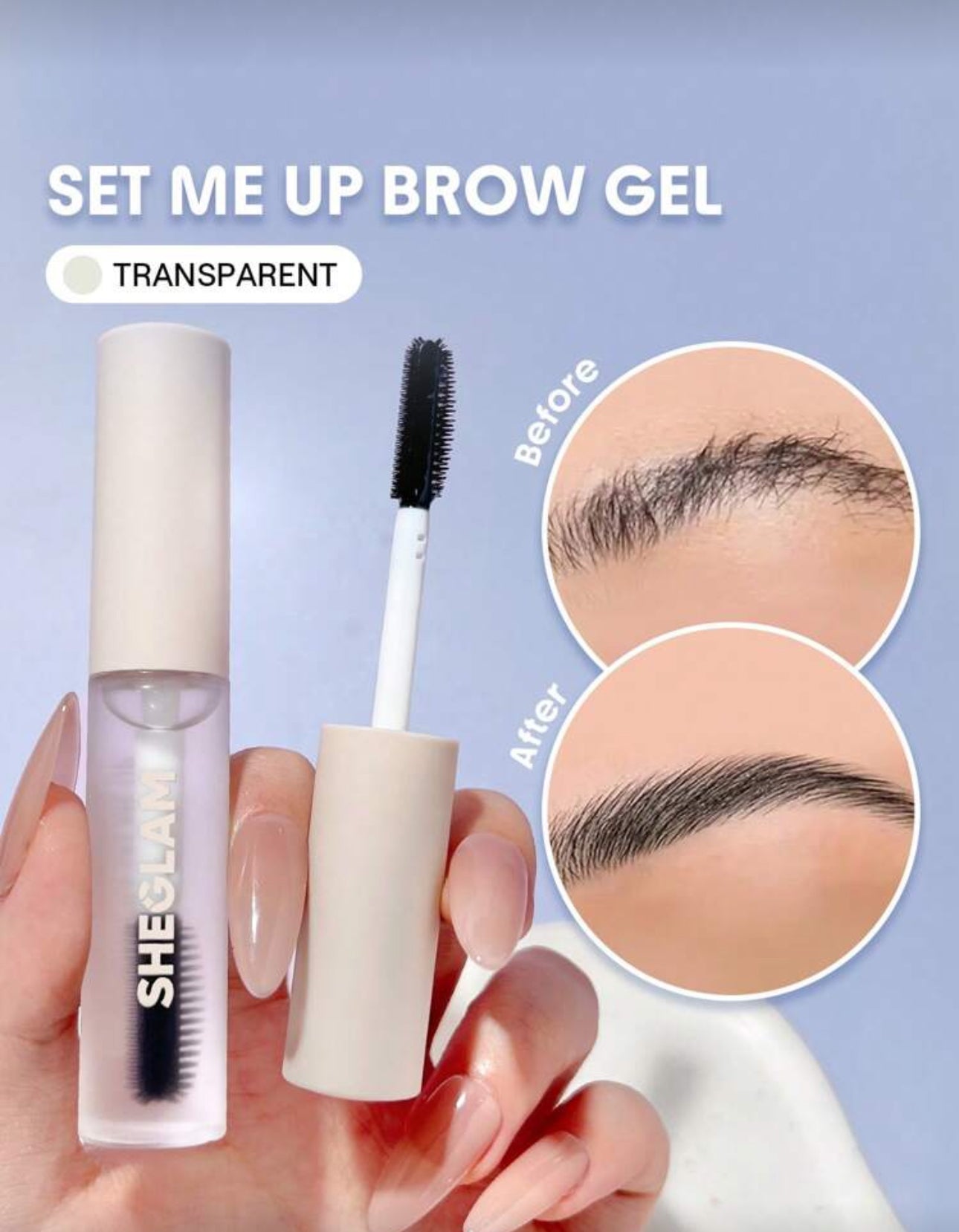 SHEGLAM Set Me Up Brow Gel Long Lasting Waterproof Clear Eyebrow Gel Long Wear Smudge-Proof Moisturizing Eyebrow Makeup Eyebrow Brow Pomade