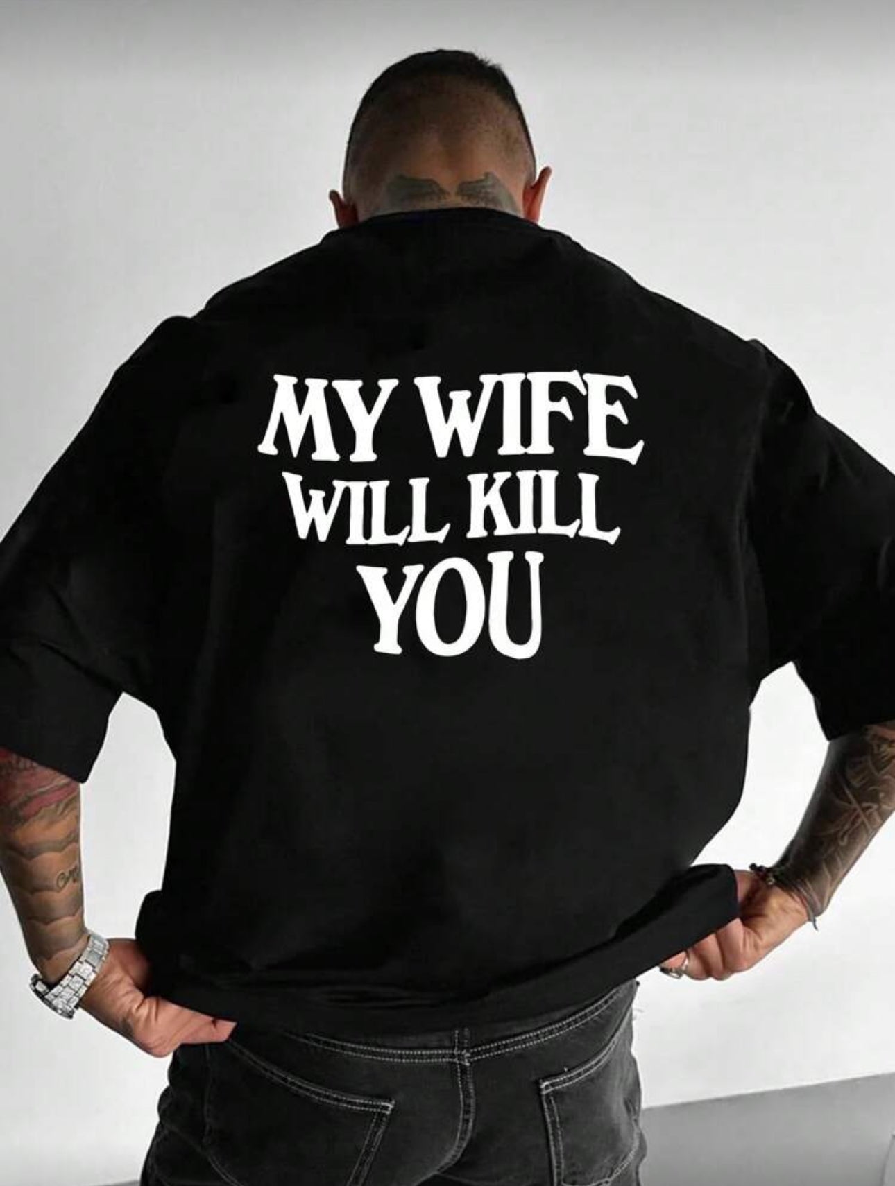 Men's Summer Casual Streetwear "My Wife Will Kill You" Print Short Sleeve T-Shirt, Lightweight And Comfortable