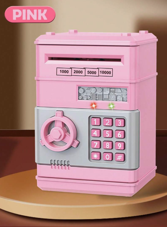 Large Capacity Electric Piggy Bank, Coin Saving Box for Kids with Automatic Money Winding, Simulated Sound Effects, Fingerprint and Password Unlock, Gift for Students, Random Accessories (Batteries Not Included)