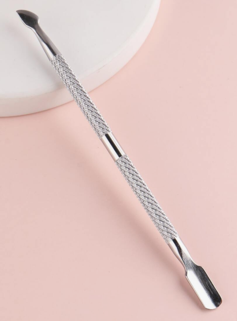 FULL BEAUTY 1 Piece Double-Ended Silver Cuticle Pusher, Dead Skin Remover, Nail Cleaner Care Tool