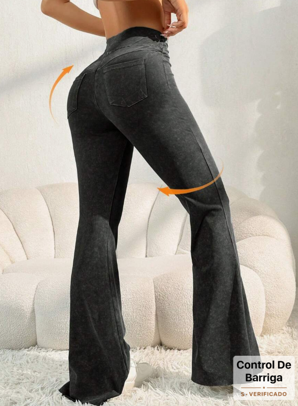 SHEIN Sports Women's High Waisted Bell Bottom Yoga Pants with Random Frayed Effect, Pockets, for Workout, Running, Exercise and Everyday Wear, Butt Enhancer