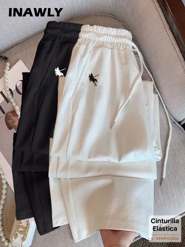 INAWLY New Women's Casual Loose Fit Straight Leg Trousers with Horse Embroidery, Versatile Autumn Clothing