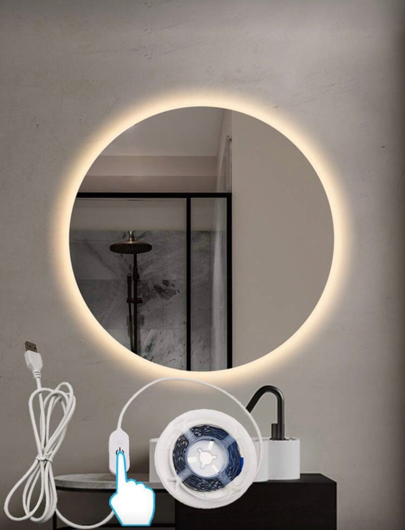 1pc 5m 180/300 Led Warm White Touch Dimmable Light Strip With Touch Switch For Bedside And Bedroom Lighting