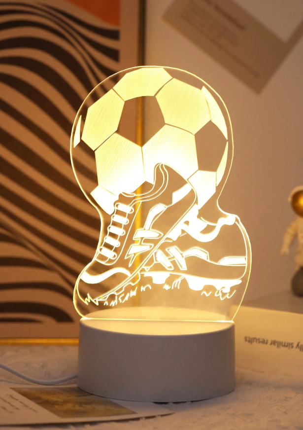 1 Piece 3D Acrylic Football Night Light, USB Powered Football Signal Light, Home & Room Decor, Indoor Desk Lamp, Suitable as a Back-to-School or Birthday Gift for Football Enthusiasts, Family Baby Shower Decorations and Gifts