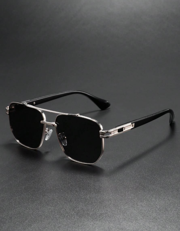 1 Piece Men's Pilot Glasses Frame with Double Metal Bridge in Retro and Street Style, Stylish Accessory that Matches Well with Coats, Sweaters and Padded Jackets for Summer, Beach, Outdoors and Travel
