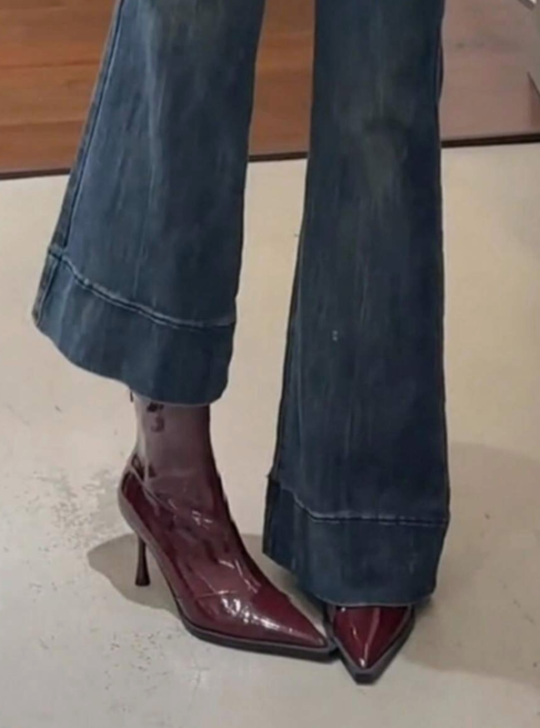 Pointed-toe high-heeled ankle boots, new for Fall/Winter 2025 in European and American styles. Patchwork ankle boots, retro brown ankle boots, kitten heel boots, stiletto heels