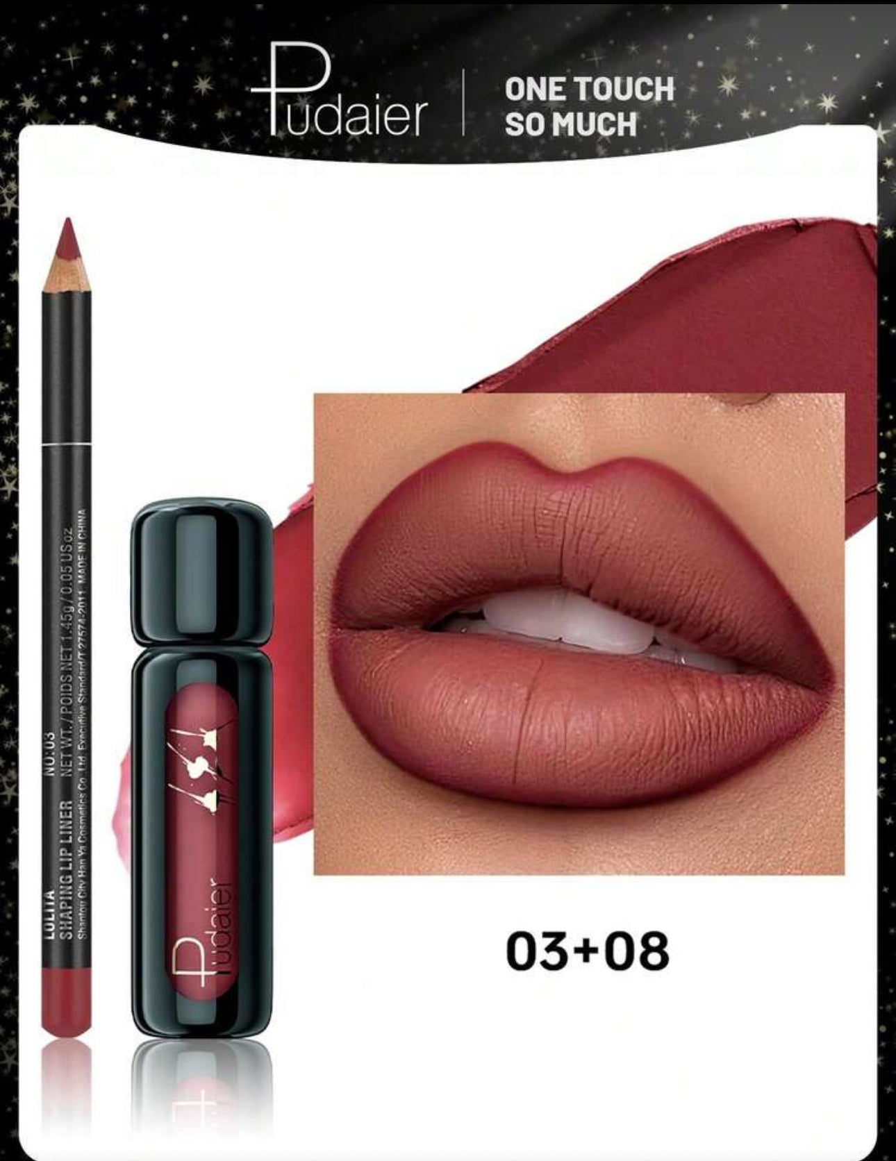 Pudaier Matte Lip Liner & Lip Gloss Set - Lip Liner And Lip Gloss Set, Long-Lasting And Waterproof, Velvet Texture, Available In Nude And Plum Colors, Suitable For Daily And Holiday Makeup | Perfect Combination, Creates Flawless Lip Makeup, Non-Stick Form