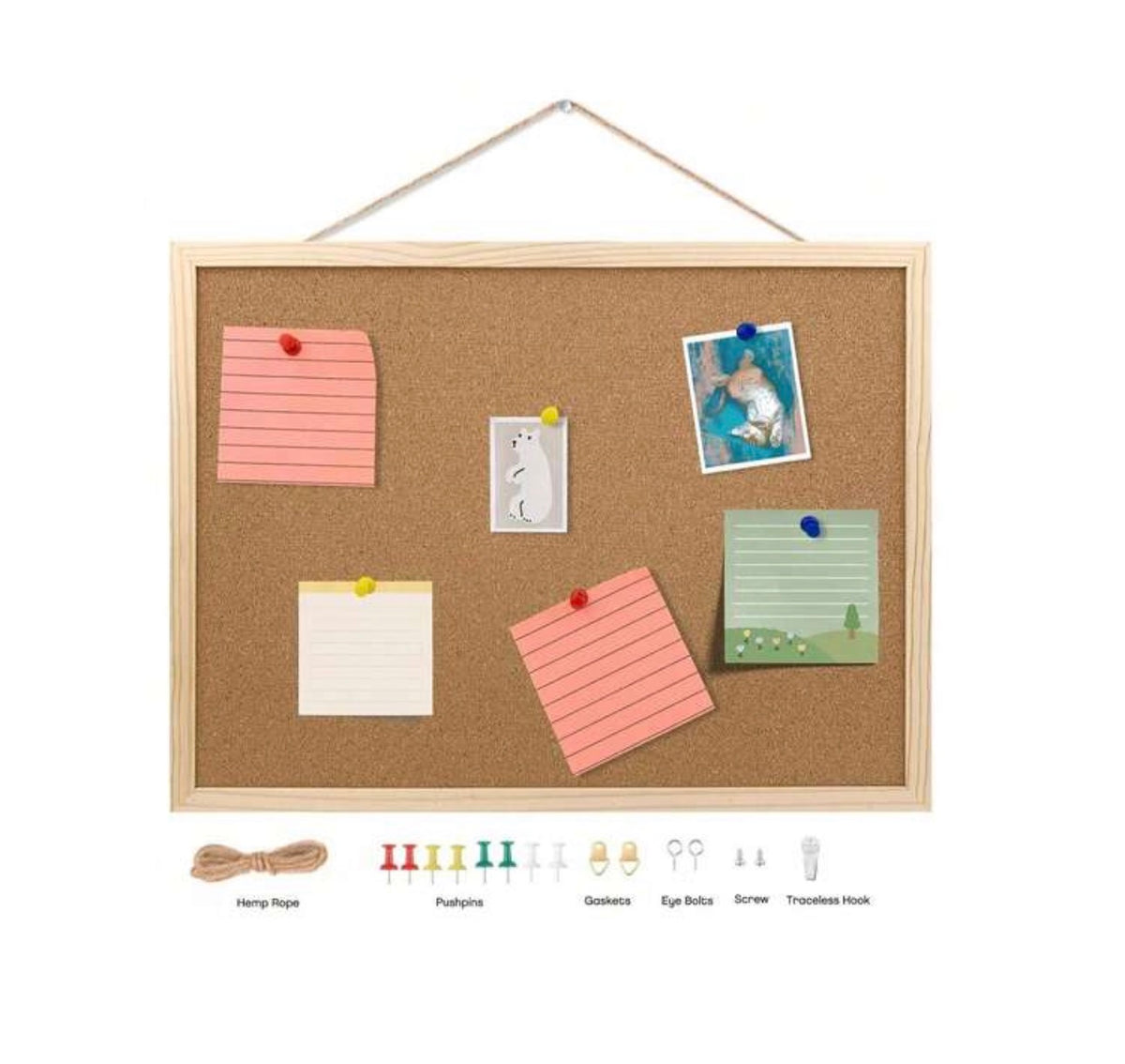 1/2 Pcs Wooden Frame Cork Board, 15.75" X 11.8", Pinboard With Nails, For Wall, Wood Frame, Suitable For Office, Home And School Walls (Includes Nails, Eye Screws, Ropes, Screws) School Supplies, Back To School, Pin Board, Vision Board