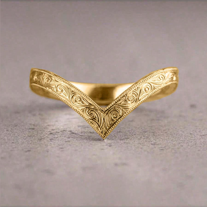 1 Piece Elegant Fashion Ring with Spiral Carved Floral Design in V Shape for Women, Suitable for Daily Wear, Parties, Celebrations and as a Gift