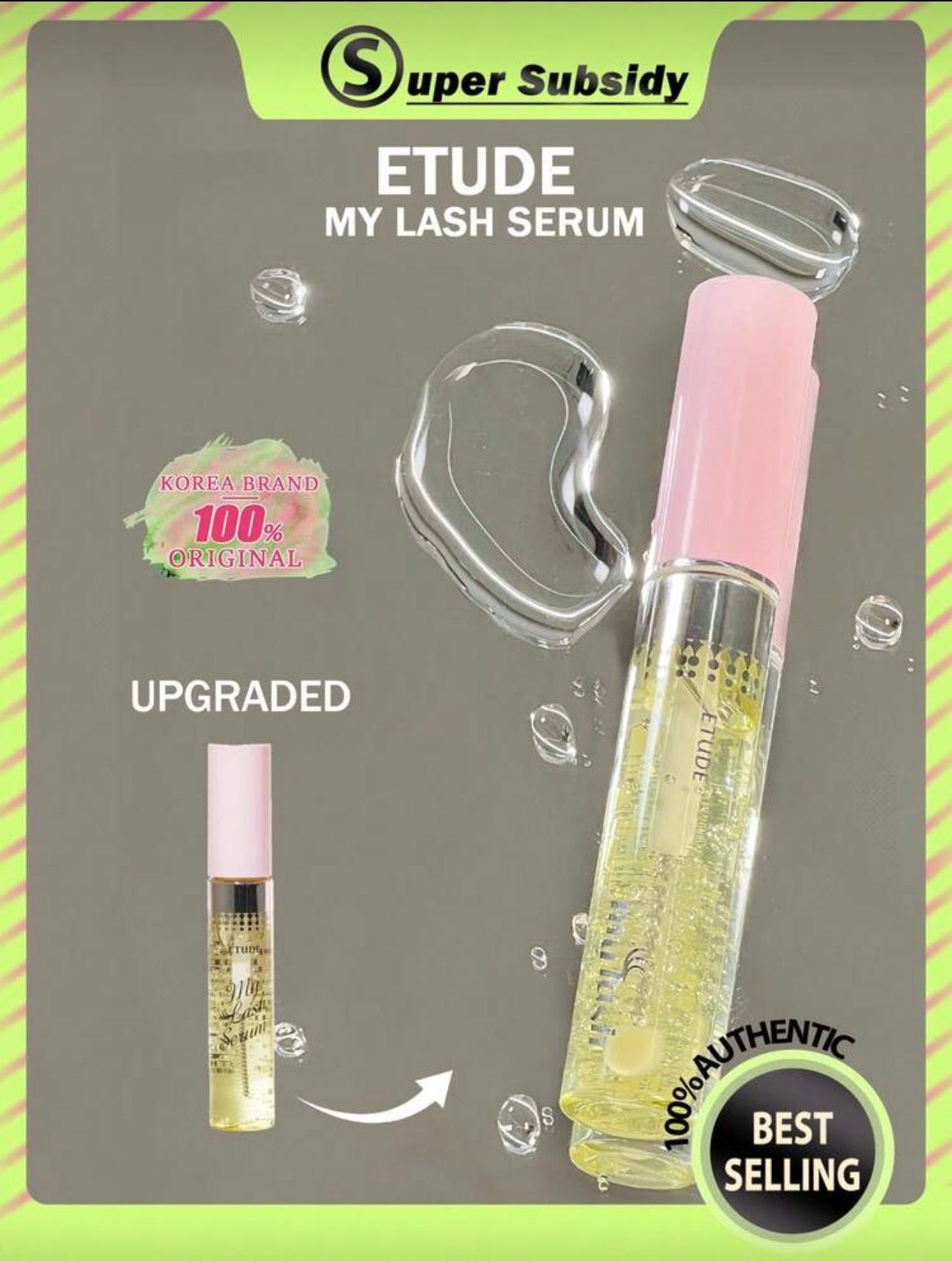 ETUDE My Lash Serum 9g, Lightweight Nourishing Formula, Long-Lasting Moisturizing, Natural Volumizing Growth, Fine Brush, Quick Drying, Suitable For Beginner Women's Daily Use, K-Beauty, Korean Makeup, Gift, 9g/0.32oz