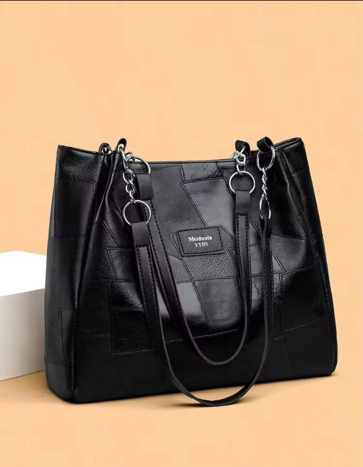 New Casual PU Leather Large Capacity Handbag, Women's Fashion Solid Color Zipper Shoulder Bag, Women's Tote Bag, Suitable For School, University And Various Occasions