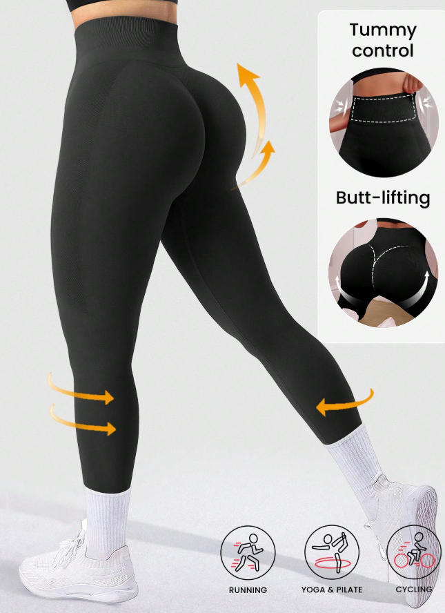 SHEIN Sport Studio High Waisted Seamless Yoga Legging Tummy Control Soft Butt Lifting For Hiking Workout Running Cycling Yoga Pickleball Exercize Casual