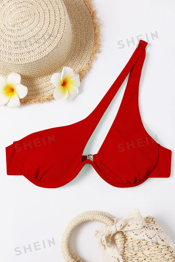 SHEIN Swim Summer Beach Rib Underwire Bikini Top