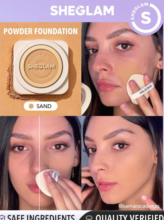 SHEGLAM Skin-Focus High Coverage Powder Foundation-Sand 36 Shades