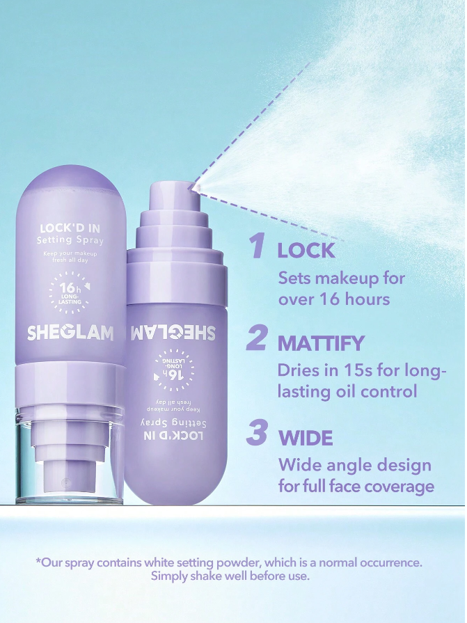 SHEGLAM Lock'd In Setting Spray Mattifying Effect Quick-Drying Long Lasting Makeup Locking Spray