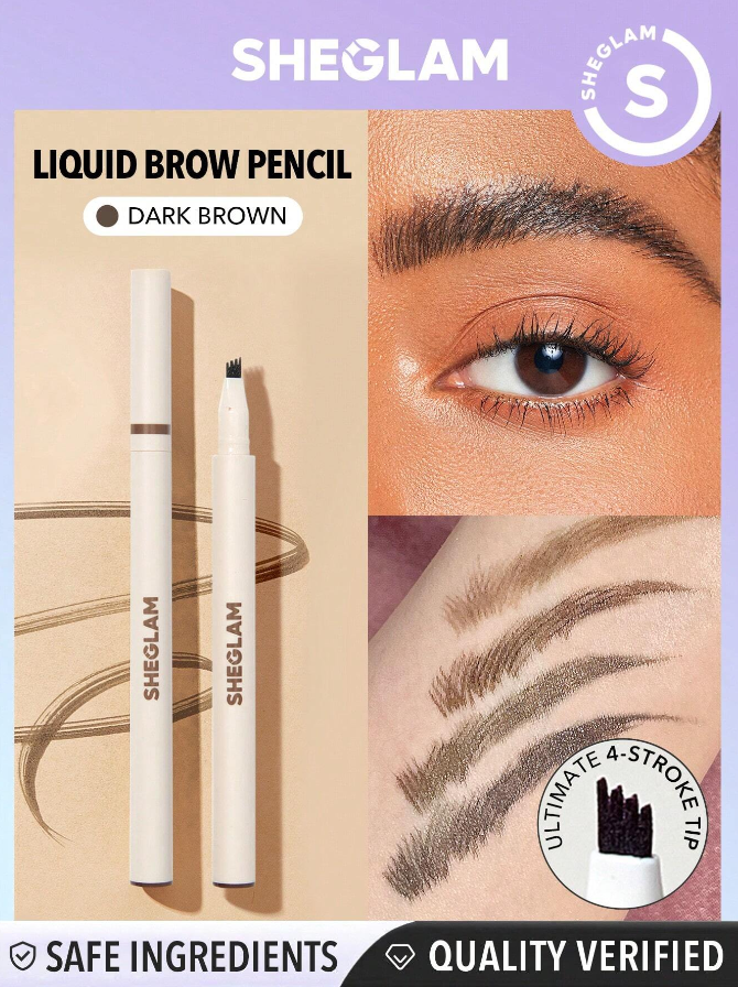 SHEGLAM Feather Better Liquid Eyebrow Pencil-Dark Brown Long Lasting Eyebrow