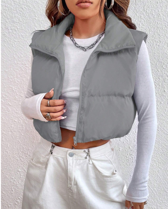 SHEIN EZwear Women's Sleeveless Padded Coat With Zipper