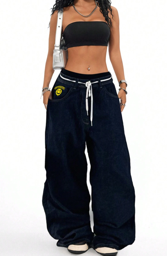 SHEIN EZwear Women's Back To School Fashionable Strapless Top & Wide Leg Pants Casual Set