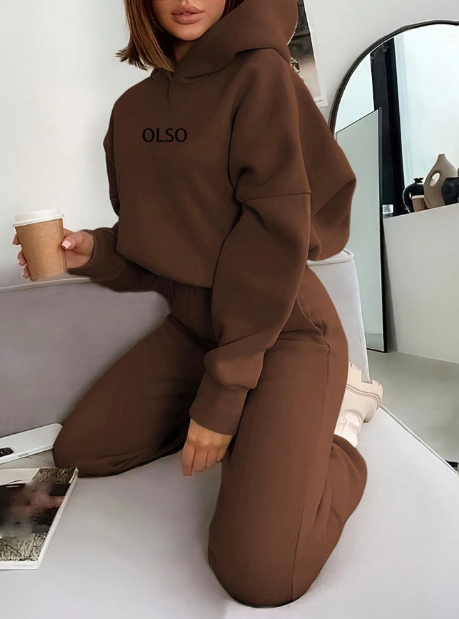 INAWLY 2pcs Women Casual Letter Print Hoodie And Sweatpants Set, AutumnWinter