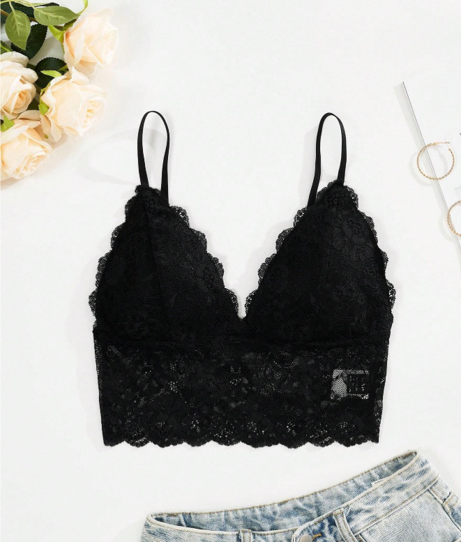 SHEIN Frenchy Women's Patchwork Lace Ultra Short Cami Top