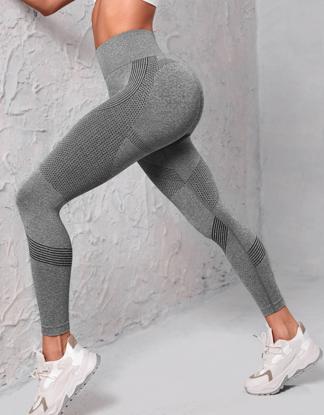 SHEIN Sport Studio Heather Gray Yoga Leggings Seamless Tummy Control Gym Tights