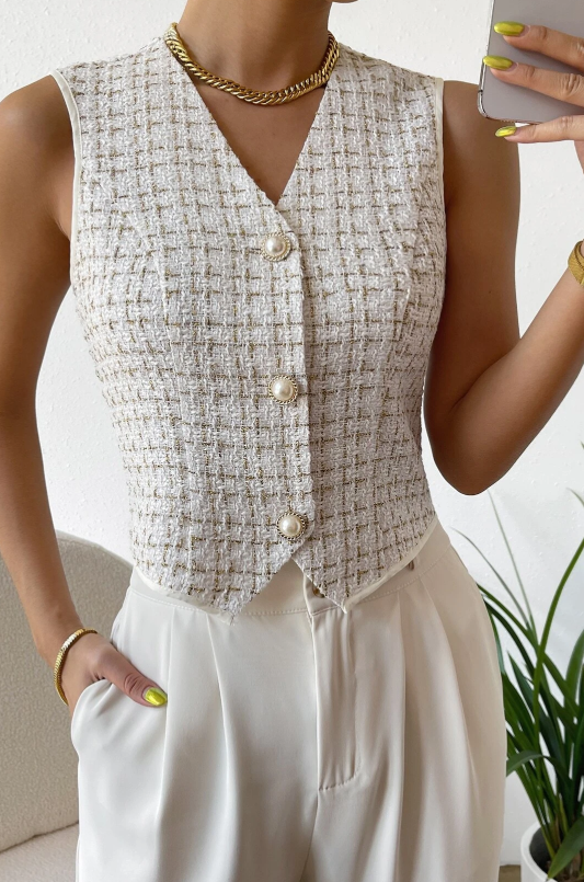 SHEIN Raffinéa Button Front Blazer Vest