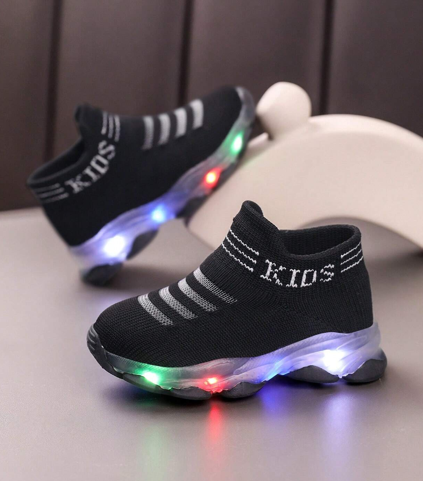 Spring And Autumn Baby Shoes With Transparent Upper, LED Lights Embedded In The Sole, Shock-Activated Luminous Sports Shoes