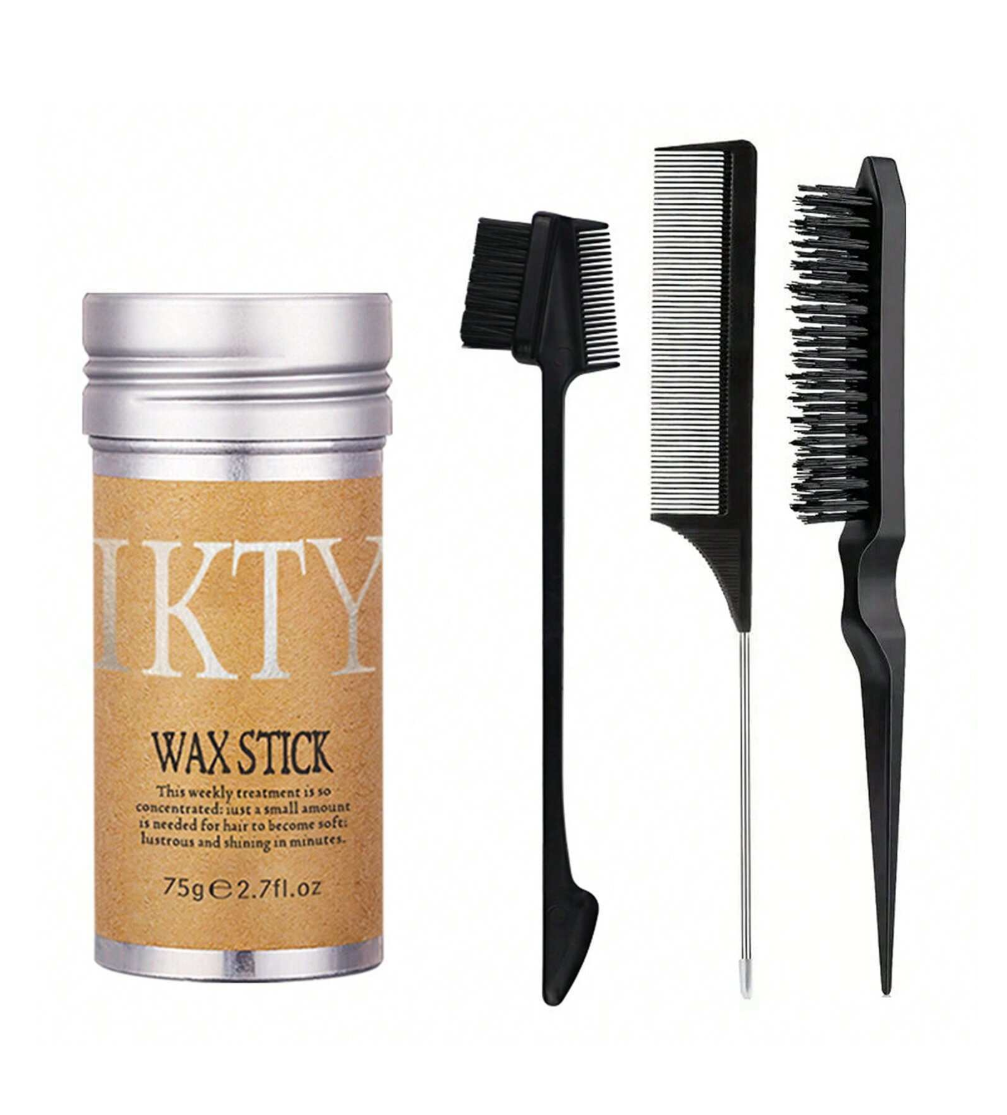 IKT IKTY Hair Wax Stick With Slick-Back Brushes - Long-Lasting Pomade For Frizz-Free Style
