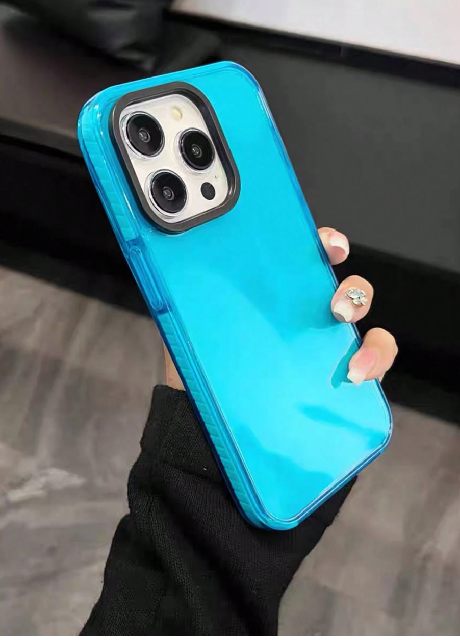 Apple Basic Phone Cases 1pc Light Blue Shockproof Transparent Phone Case