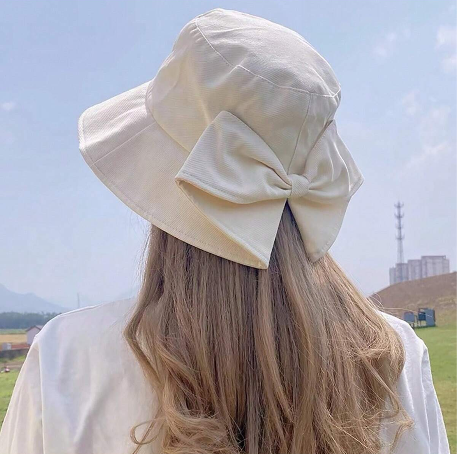 Sun Hat Women's Fashion Bucket Hat, Korean Bowknot Hat