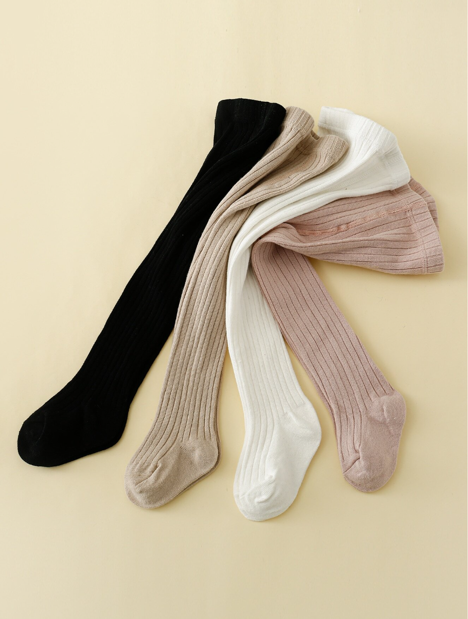 4pcs Baby Girls' Simple Basic Tights, Suitable For Daily Wear