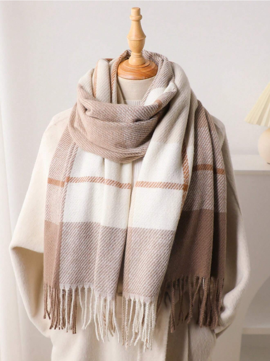 1pc Women's Autumn And Winter Korean Version New Plaid