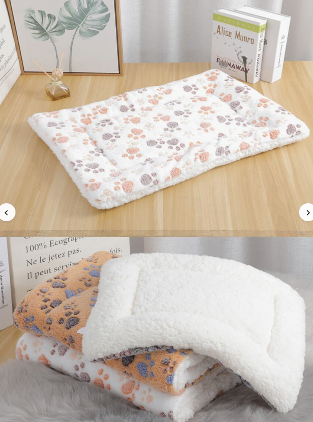 1pc Thickened Plush Coral Fleece Footprint Design Pet Mat For Smal