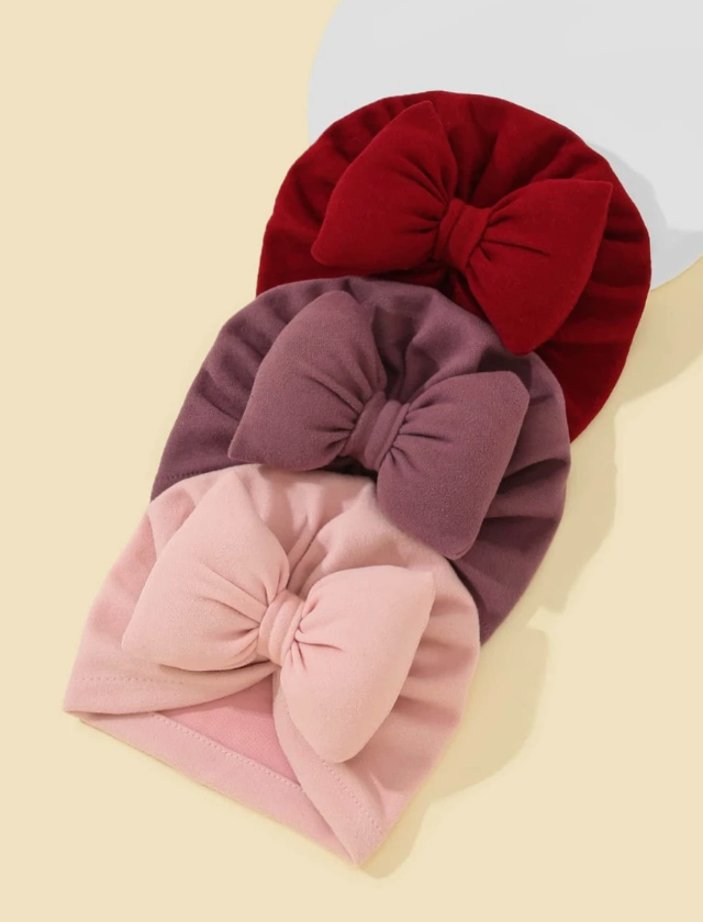 3pcs Baby Bow Decor Hat 3.08$ 12-6MONTH 3pcs