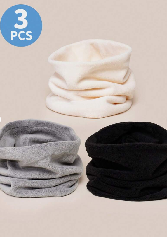 3Pcs Kids Solid Neck Warmer & Toddler Neck Warmer, Kids Plush