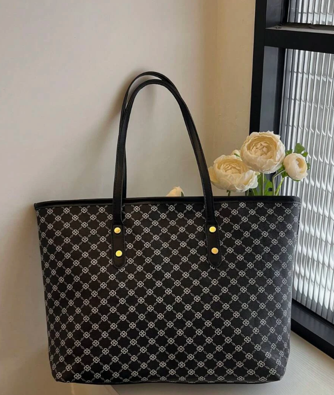 Lightweight,Business Casual Large Shoulder Tote Bag Geometric