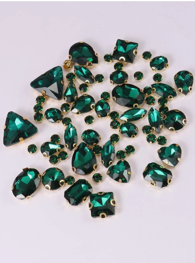 130pcs Glass Sewing Decoration, Modern Gem Shaped Sewing Decoration For Home