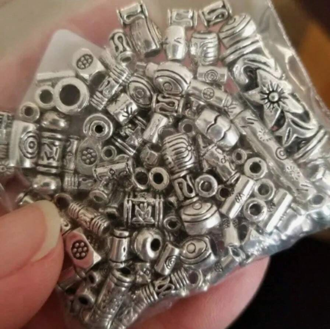 100Pcs Mixed Tibet Silver Color Beads Spacer For Jewelry Making European Bracelets DIY