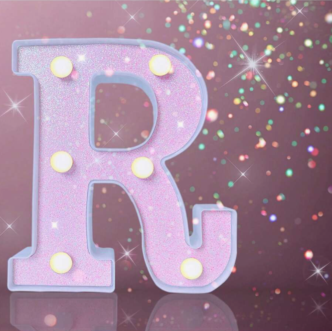 1pc Pink Sparkle Letter Light, Christmas Decoration, Christmas Gift