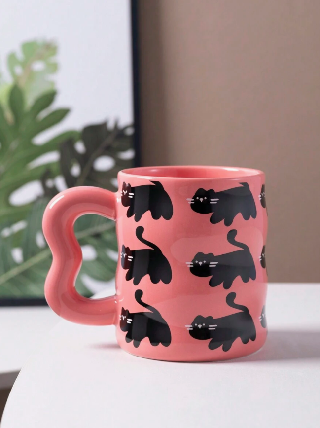 1pc 350ml Ceramic Creative Cat Shaped Coffee Mug