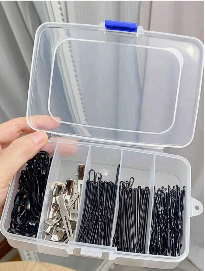 1pc Hair Clip Storage Box With 5 Compartments For Hairpins