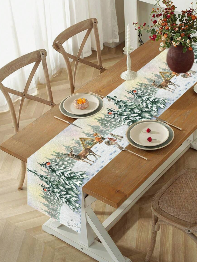 Polyester Material Christmas Table Runner Tablecloth Table Cover