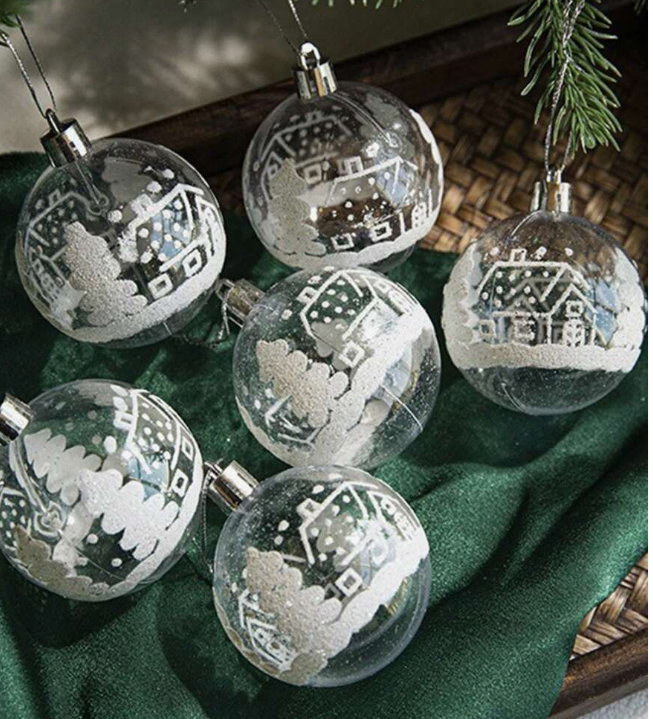 ransparent Snow Christmas Balls Pendants For Christmas Tree Decoration