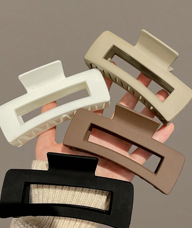 Large Square Lightweight Plastic Hair Claw Clip, BlackWhiteBrown, Fashionable