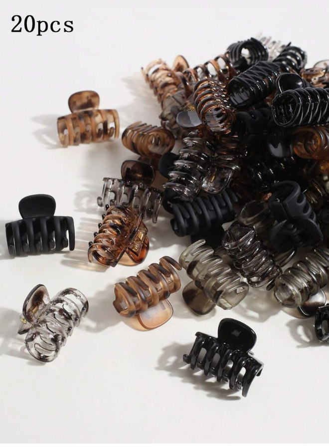 20pcs Mini Dragon Bone Shaped Hair Clips, Coffee Color, Small Size Hair Claws