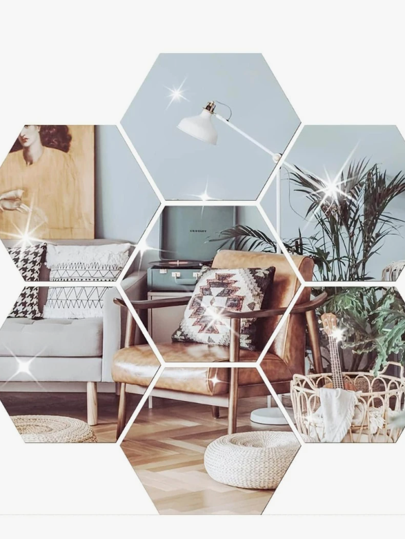 12pcs Geometric Design Mirror Wall Sticker Best Gifts Birthday