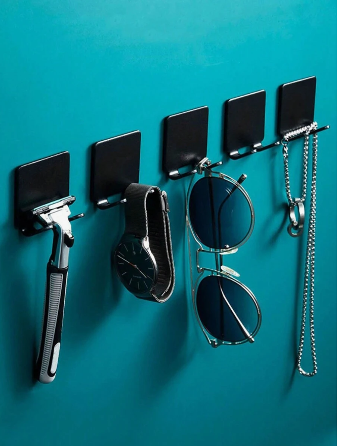 2pcs No Drill Plastic Razor Hook Wall Mounted Multi-Functional Plug Key Storage Adhesive Hook